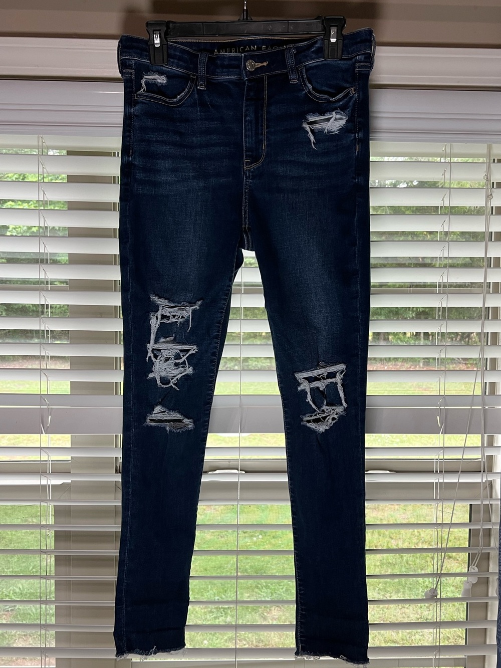 American Eagle High Rise Next Level Stretch Distressed Skinny Jeans